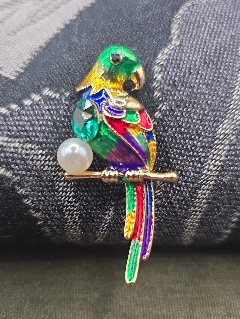 Enamel Colorful Parrot W/ Faux Pearl Brooch Pin Multi Fashion Jewelry Tropical